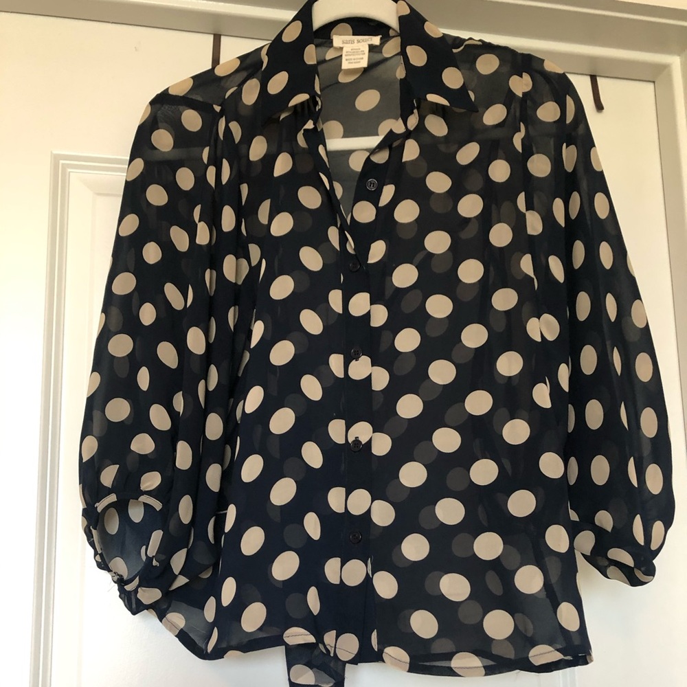 Navy & Cream Polkadot Blouse